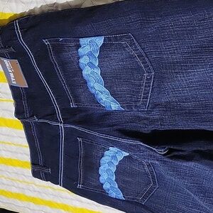 Evolution By Design Dark Blue Denim Bold Sticthing Shorts Mens Size 40
